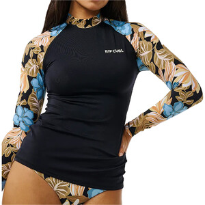 2024 Rip Curl Womens Follow The Sun UPF 50 Long Sleeve Rash Vest 16AWRV - Black